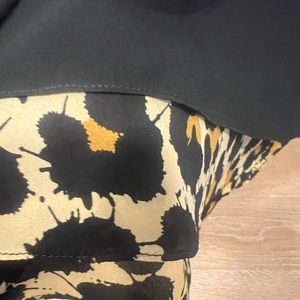 EDUN Black Silk Tank with Leopard trim